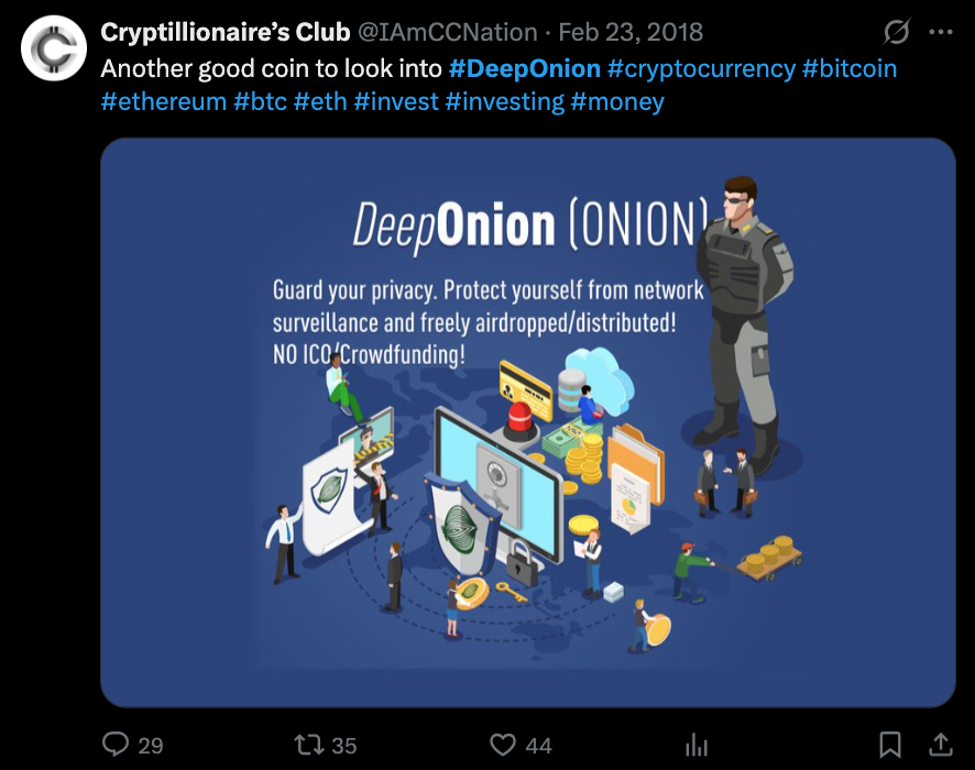 DeepOnion privacy graphic: guard your privacy, no ICO or crowdfunding